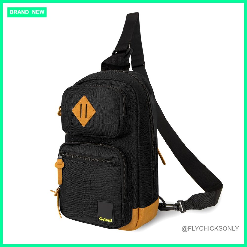 Lightweight Crossbody Sling Bag With 5 Pockets, Water-Resistant Polyester